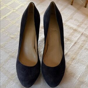 Chic Dark Blue Suede Women's Heels